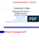 Seminar On Management Theory: Instructor: Vishwanath V. Baba