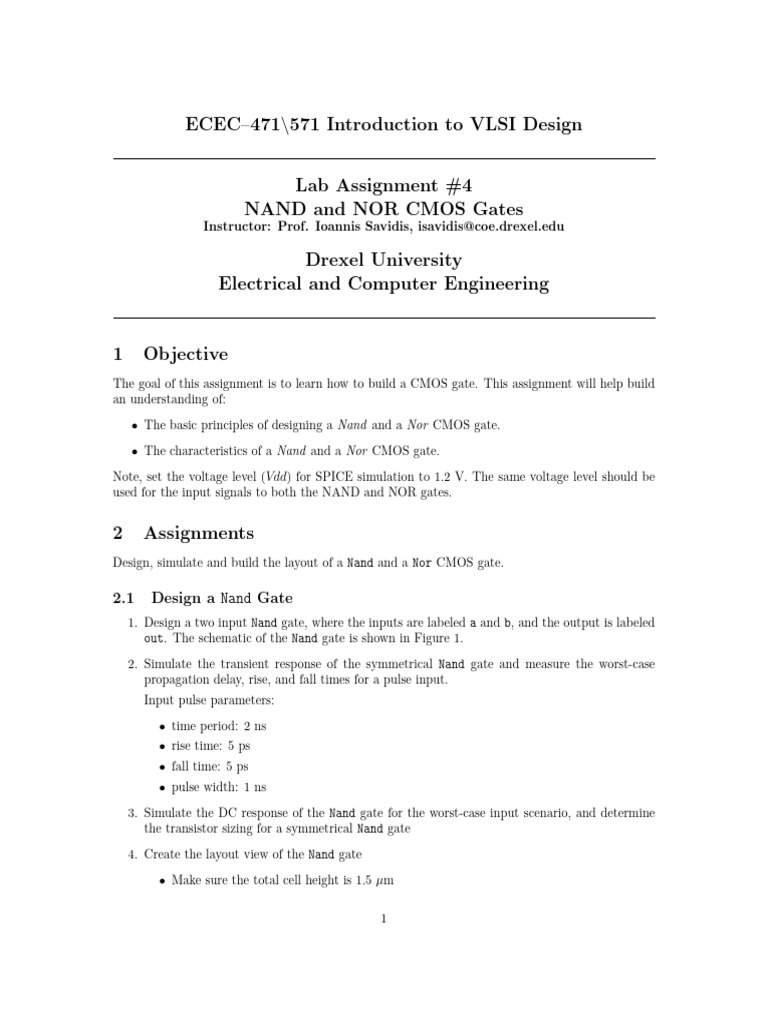 CMOS NAND NOR Gate Design Lab | PDF | Cmos | Logic Gate
