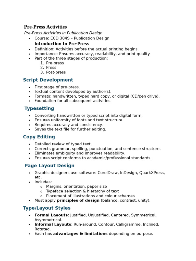 Essential Pre-Press Activities Guide | PDF | Page Layout | Proofreading