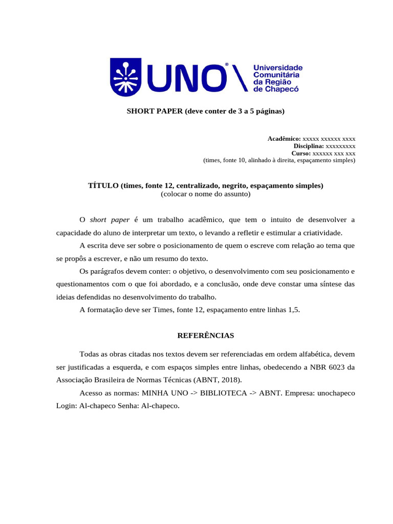 Estrutura e Normas do Short Paper | PDF
