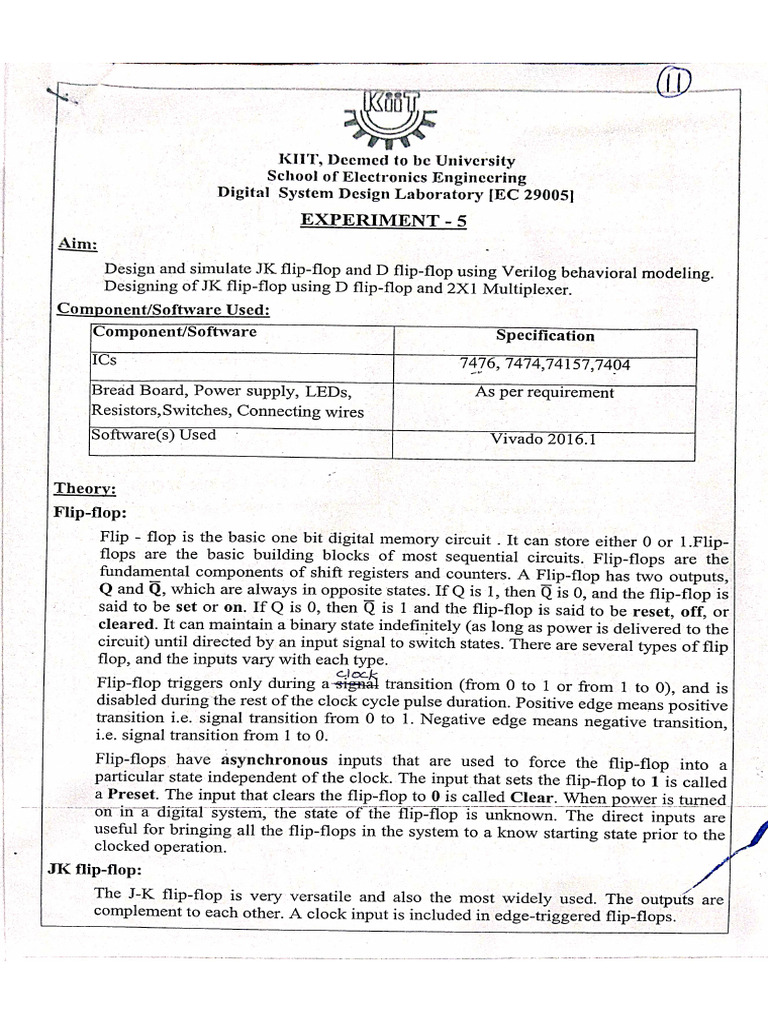 DSD Lab Manual - Experiment 5 | PDF
