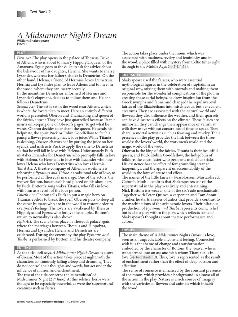 TB9 Shakespeare A Midsummer Nights Dream | PDF | A Midsummer Night's Dream