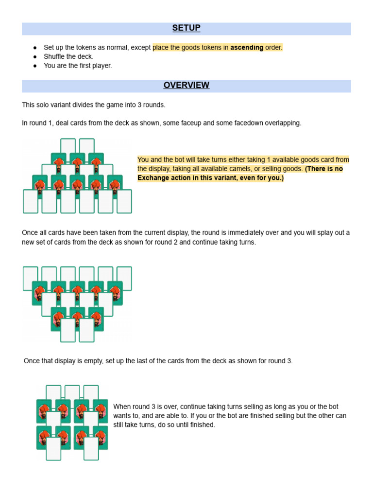 Solo Game Variant Setup and Rules | PDF | Games Of Mental Skill | Board ...