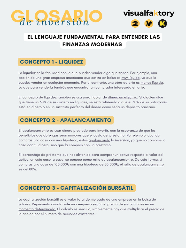 Glosario Inversión | PDF | Compartir (Finanzas) | Fondo de inversion