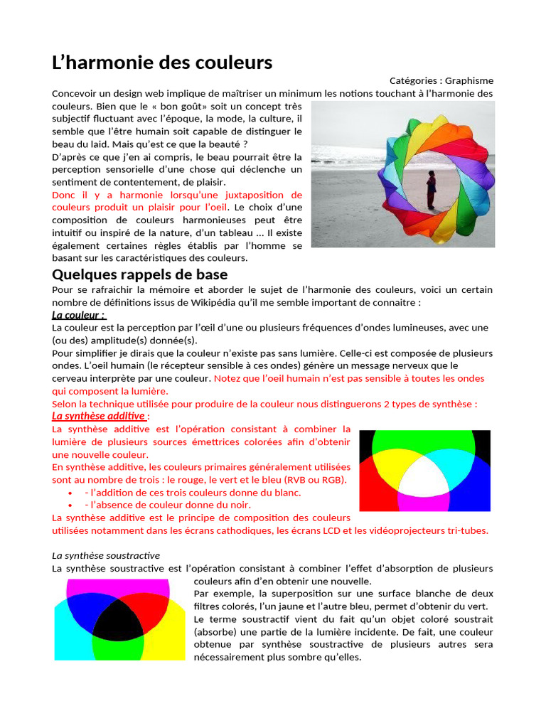 Maîtriser l'harmonie des couleurs en design | PDF | Couleur ...