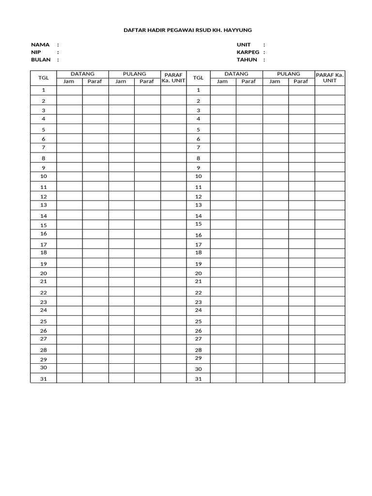 Format Absen Igd | PDF
