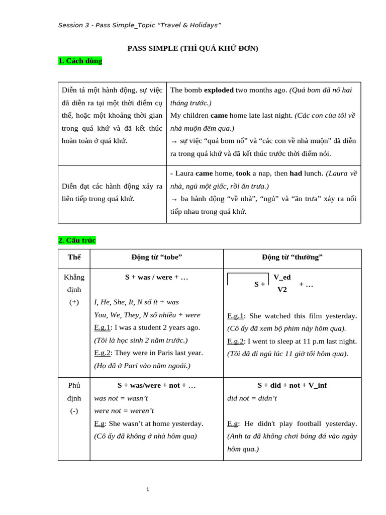 Pass Simple Tense: Travel Examples | PDF | Hue