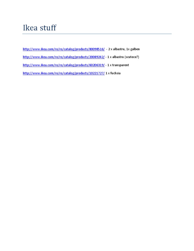 Ikea Product Links and Colors | PDF