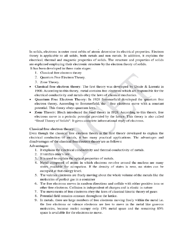 Quantum Free Electron Theory Explained | PDF | Energy Level ...