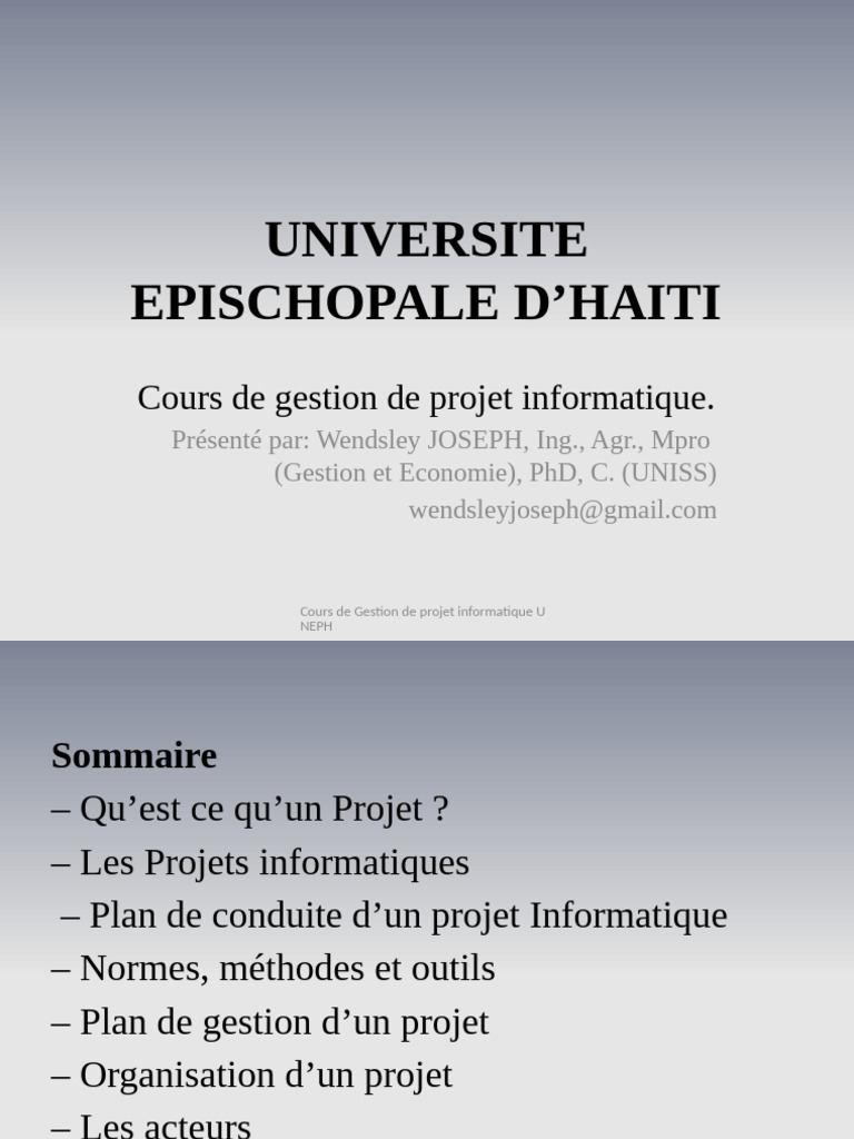 Gestion de Projet Informatique UNEPH | PDF | Gestion de projet ...