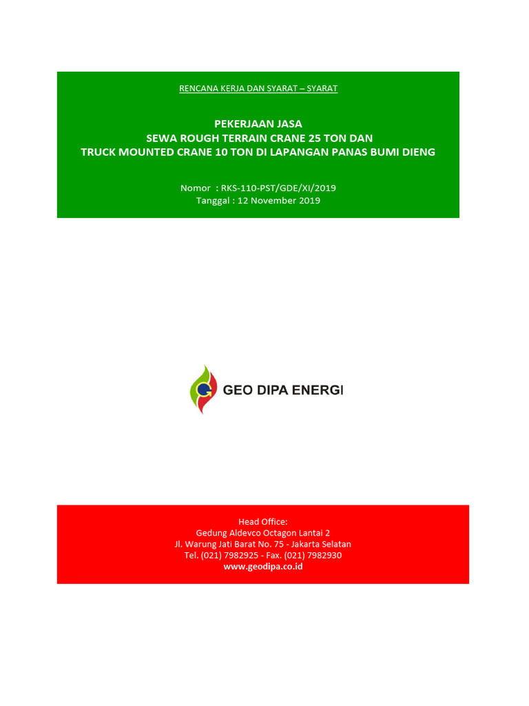 191112-Proc-DIROP-33-RKS-_110-Sewa-Crane-2020 | PDF