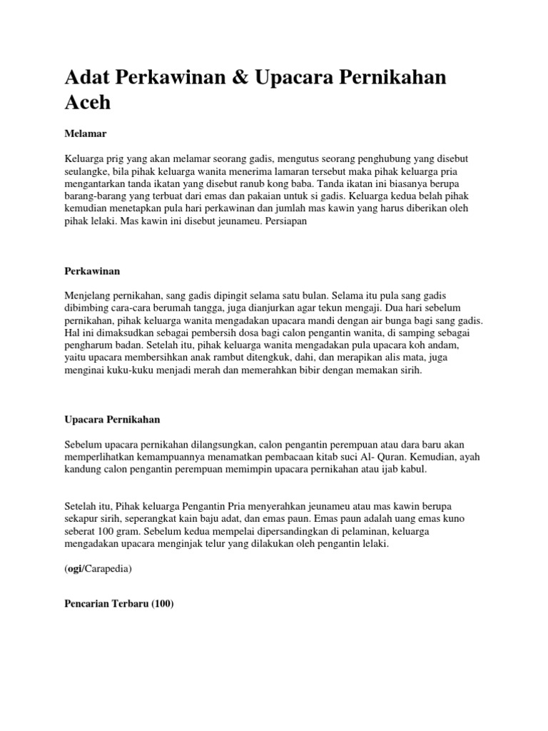 Adat Perkawinan Aceh