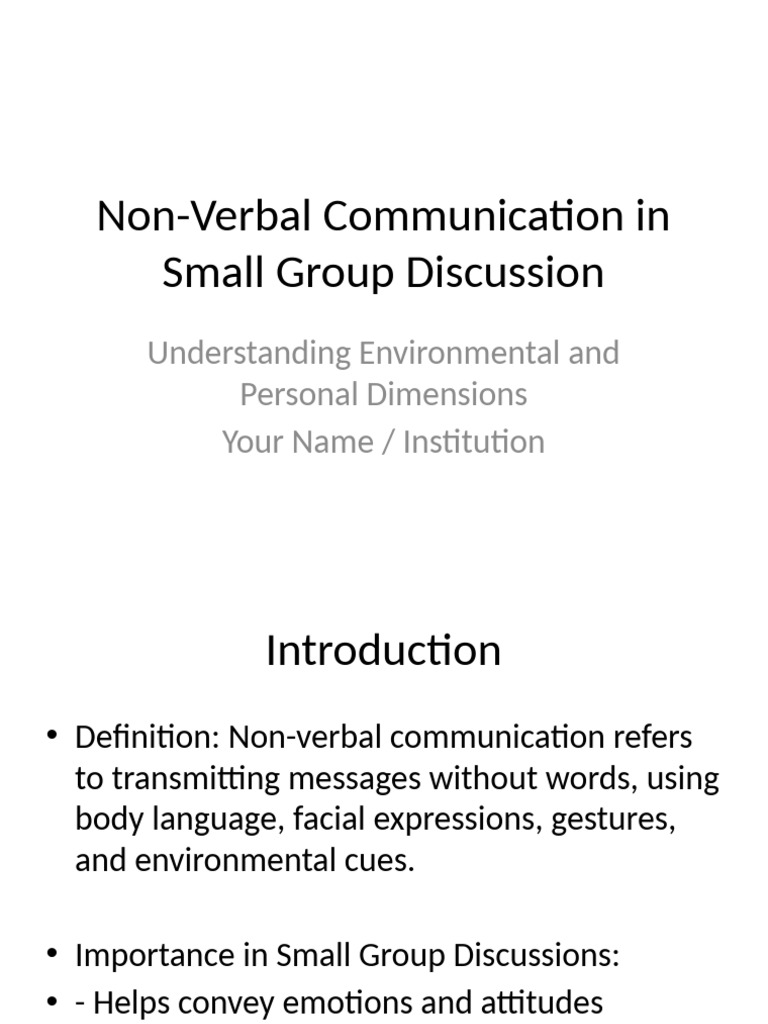 Non-Verbal Communication in Groups | PDF | Nonverbal Communication ...