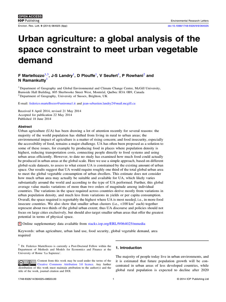 Urban Agriculture's Space Constraints | PDF | Agriculture | Urban ...