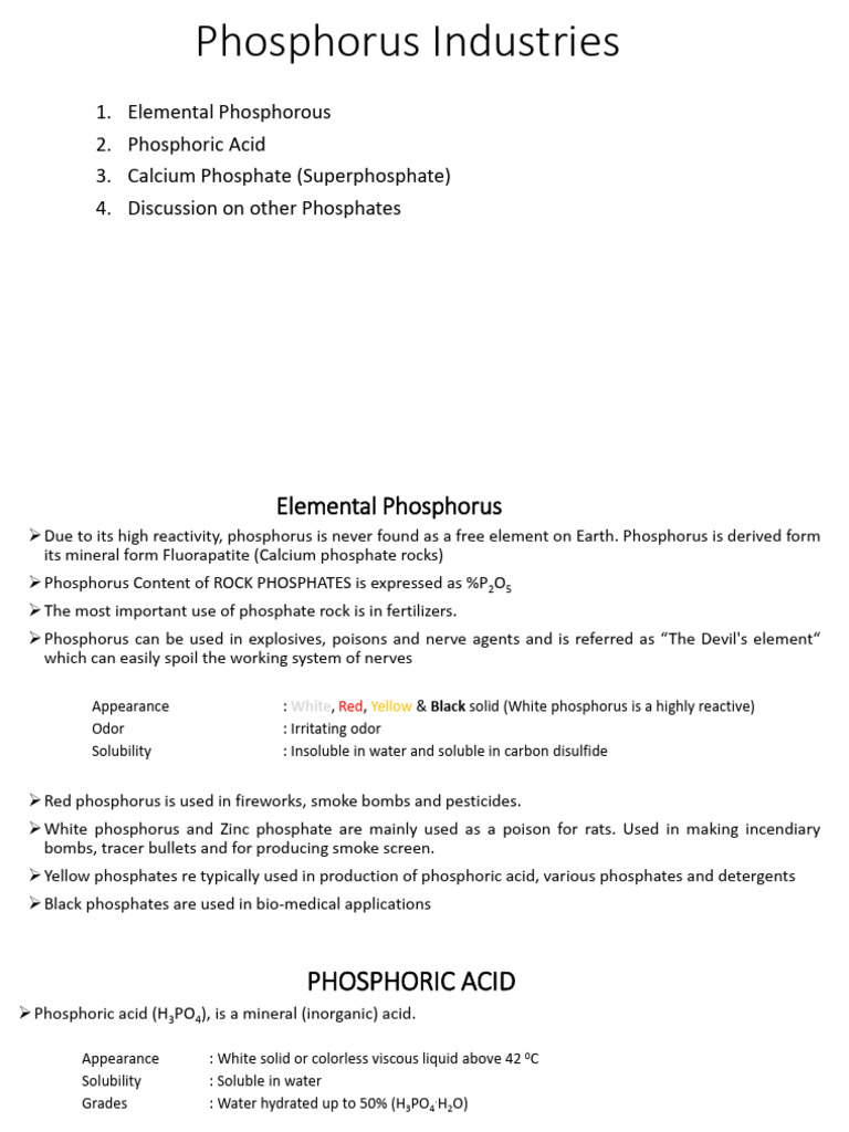 Phosphorus Production and Applications | PDF | Phosphoric Acid | Phosphorus