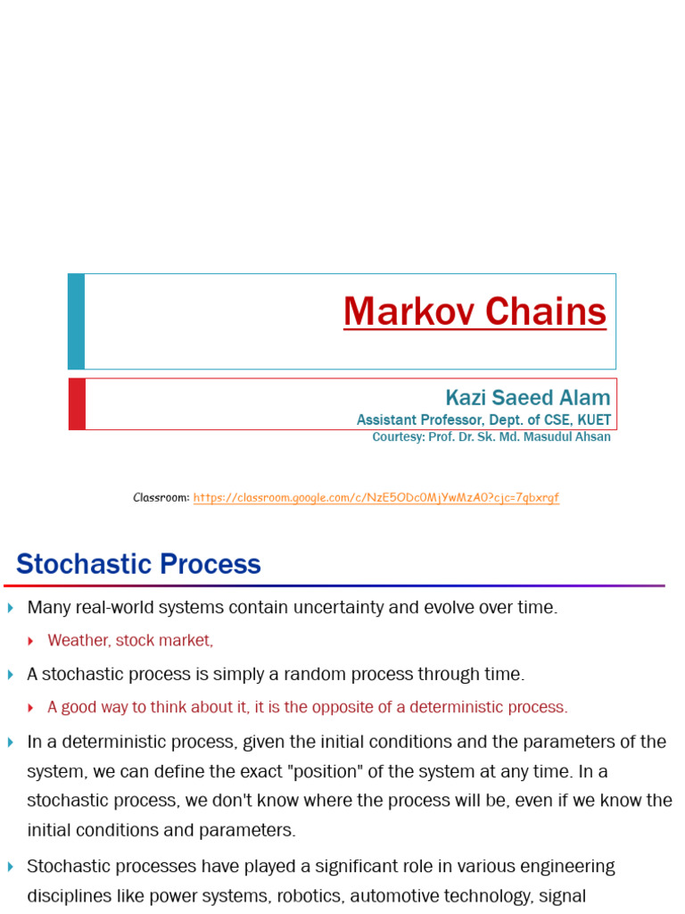 1.markov Chain | PDF | Stochastic Process | Markov Chain
