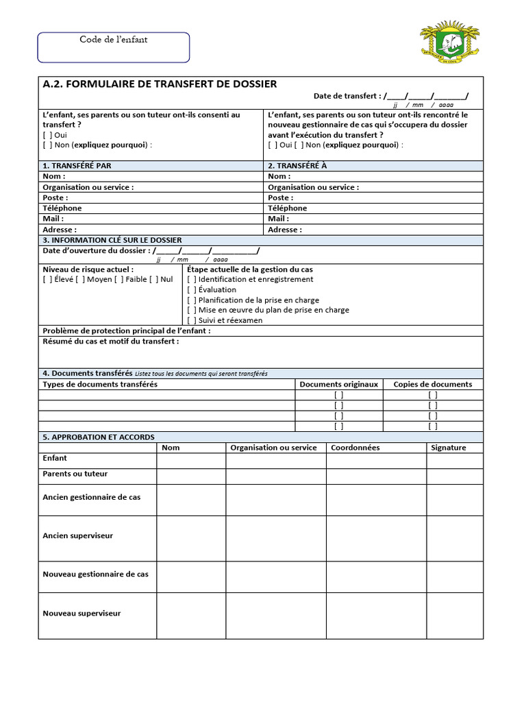A.2. Formulaire Transfert de Dossier | PDF