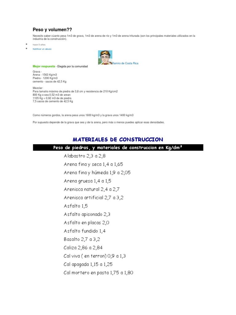 Cuantos Sacos De Cemento Por Metro Cubico De Concreto Peso y Volumen | PDF | Hormigón | Ingeniería estructural