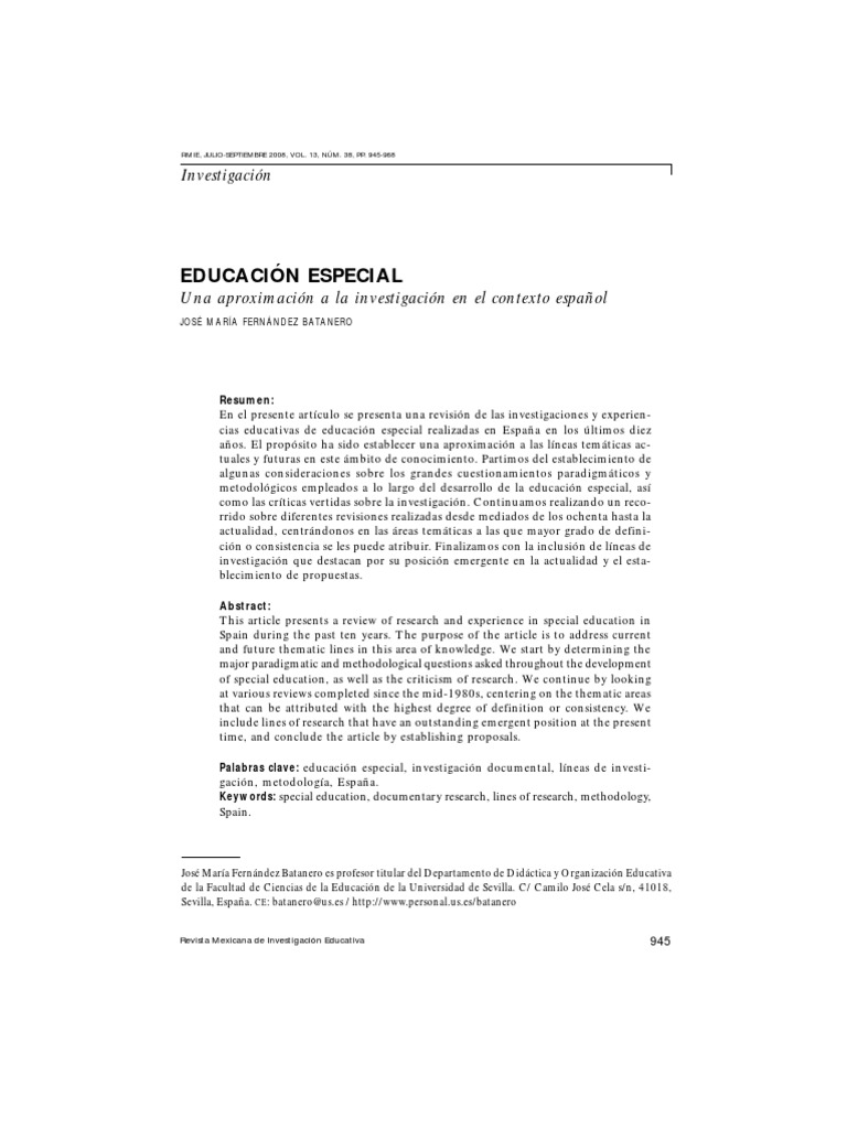 Educacion Epecial | PDF | Educación especial | Plan de estudios