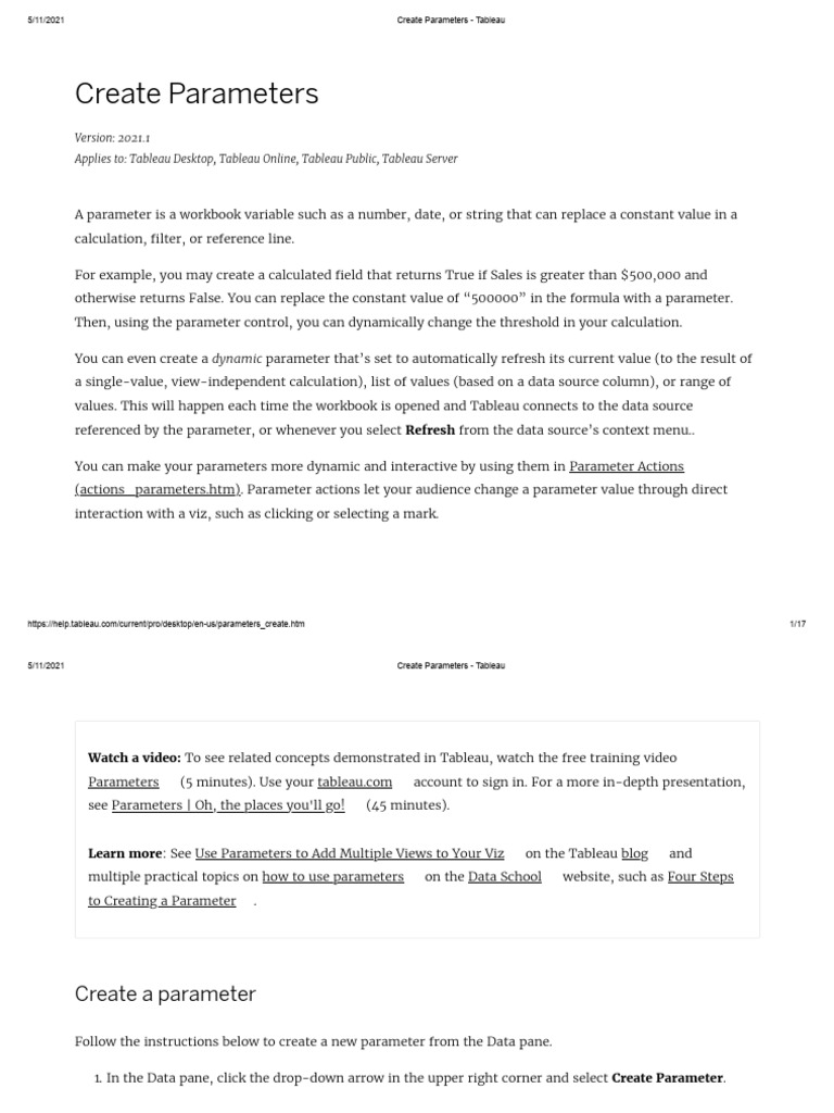 Creating Parameters in Tableau | PDF | Parameter (Computer Programming ...