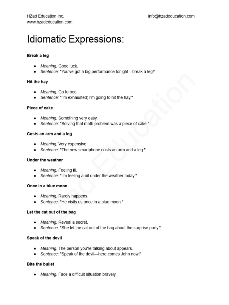 Common Idiomatic Expressions Explained | PDF
