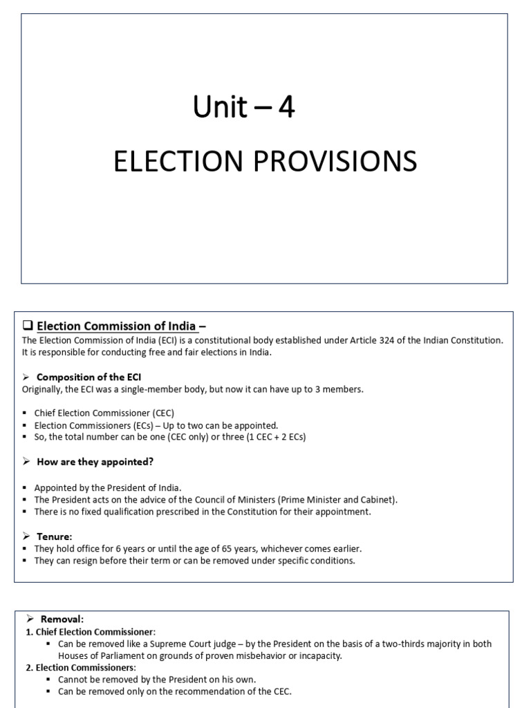 Election Commission of India Overview | PDF | Constitutional Amendment ...