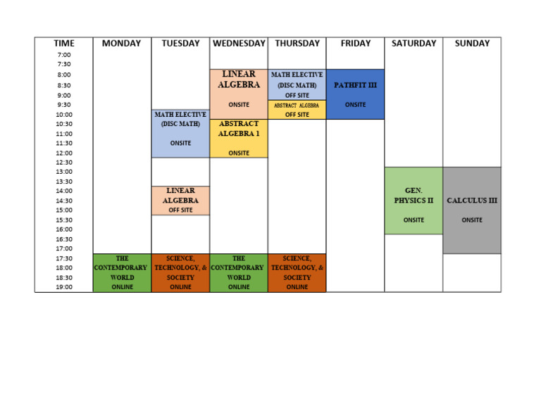 Weekly Math and Science Schedule | PDF