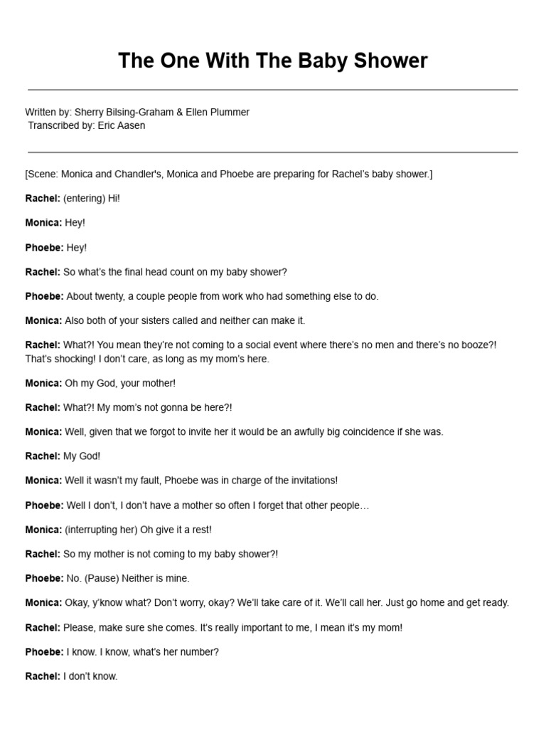 Rachel's Baby Shower Chaos | PDF