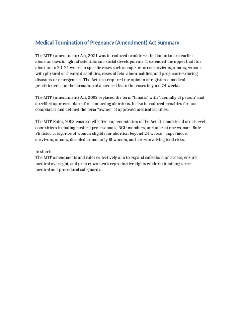 MTP Amendment Act 2021 Overview | PDF