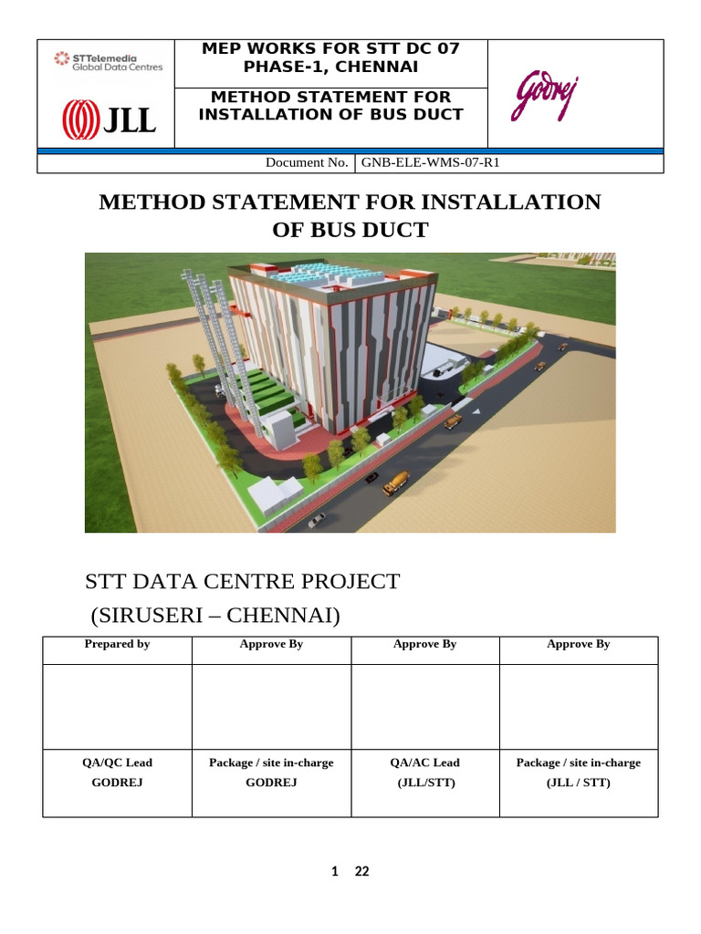 Bus Duct Installation Method Statement | PDF | Safety | Regulatory ...