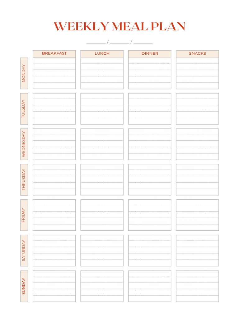 Neutral Simple Minimalist Weekly Meal Planner Menu | PDF