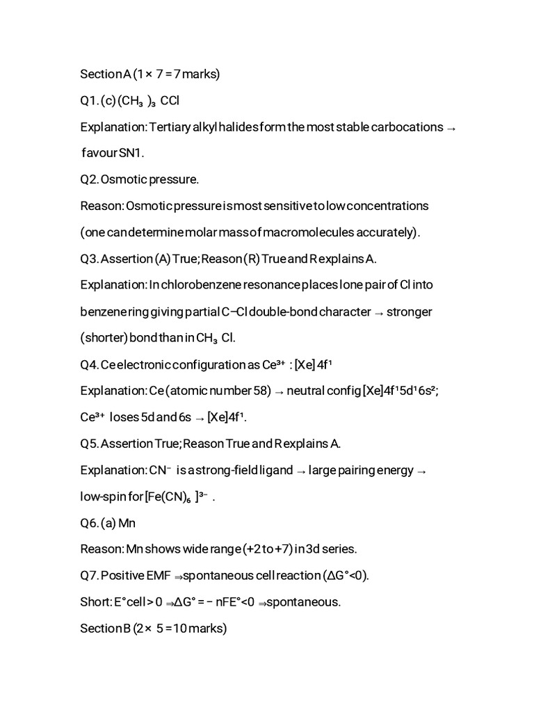 Section A (1 × 7 7 Marks) | PDF | Chemical Substances | Organic Chemistry