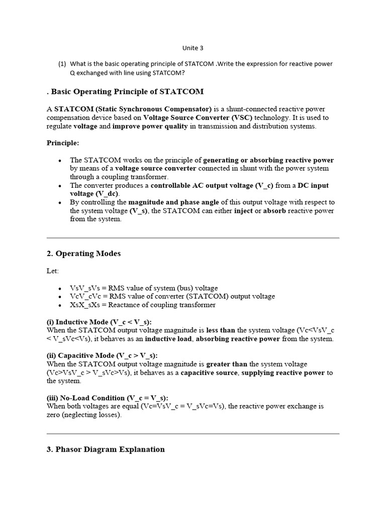 STATCOM: Reactive Power Control Explained | PDF | Ac Power | Electrical ...