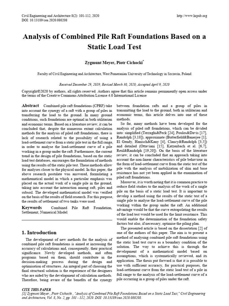 Combined Pile Raft Foundations Analysis | PDF | Geotechnical ...