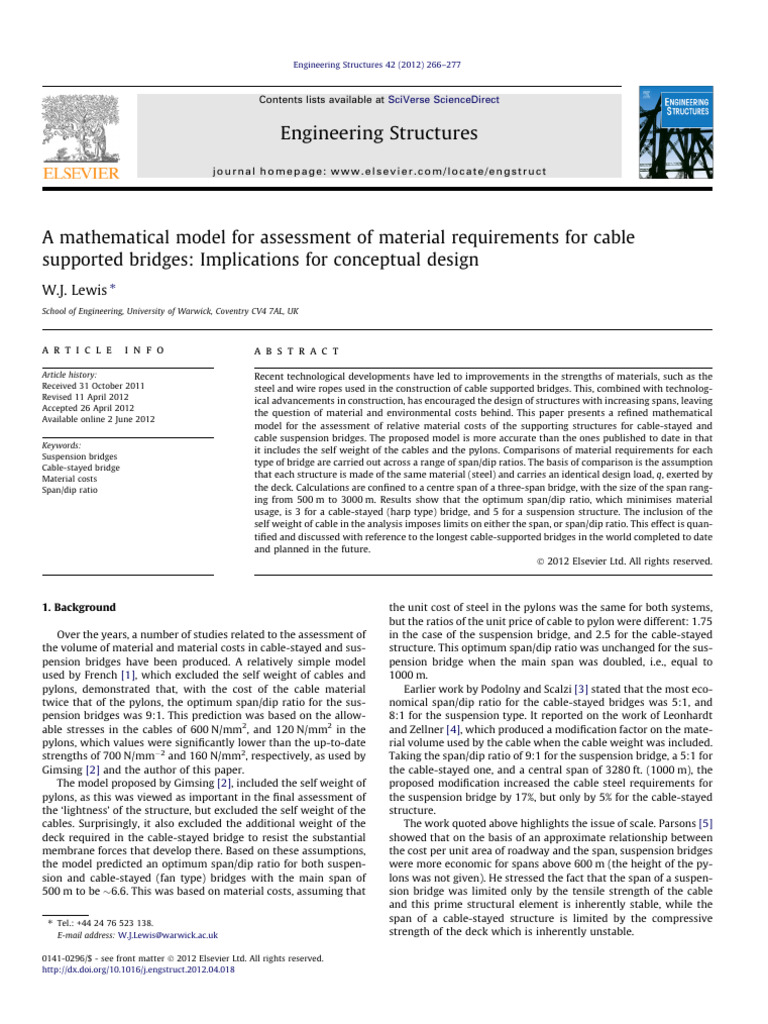 A Mathematical Model For Assessment of Material Requirements For Cable ...