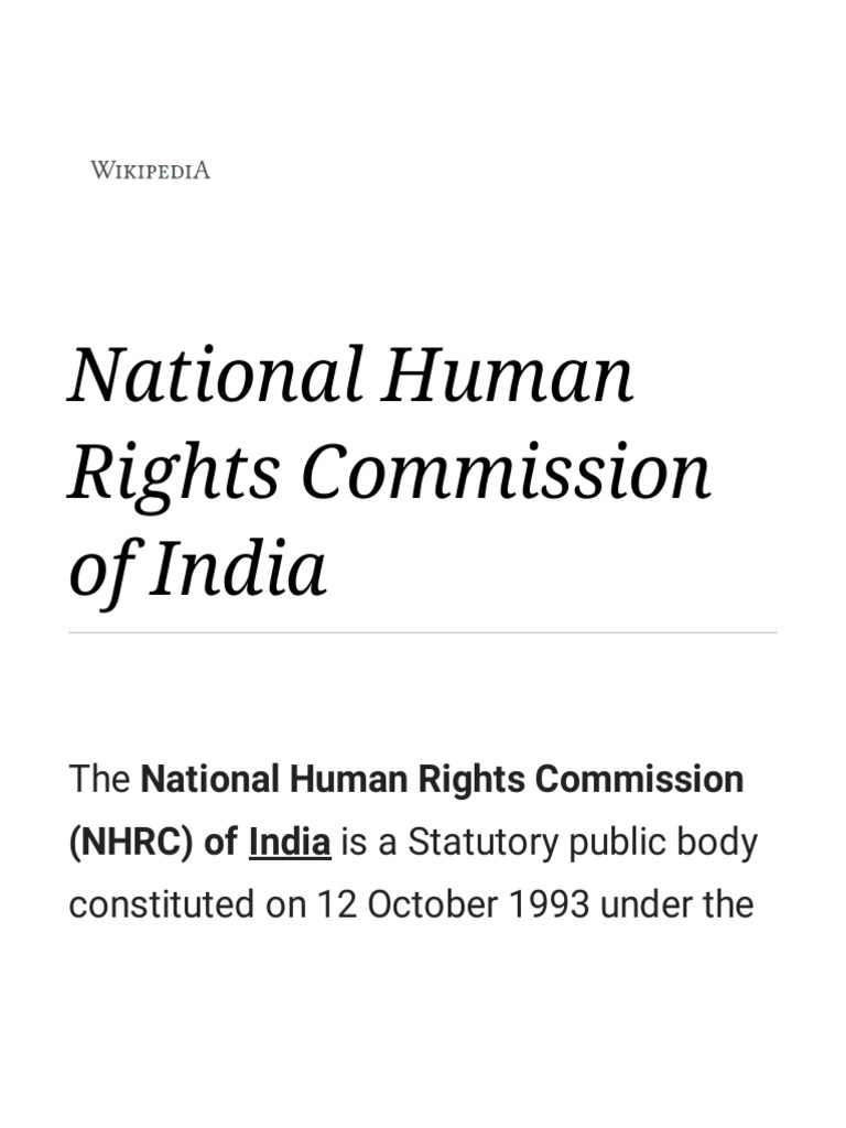 National Human Rights Commission India | PDF | Government Of India ...
