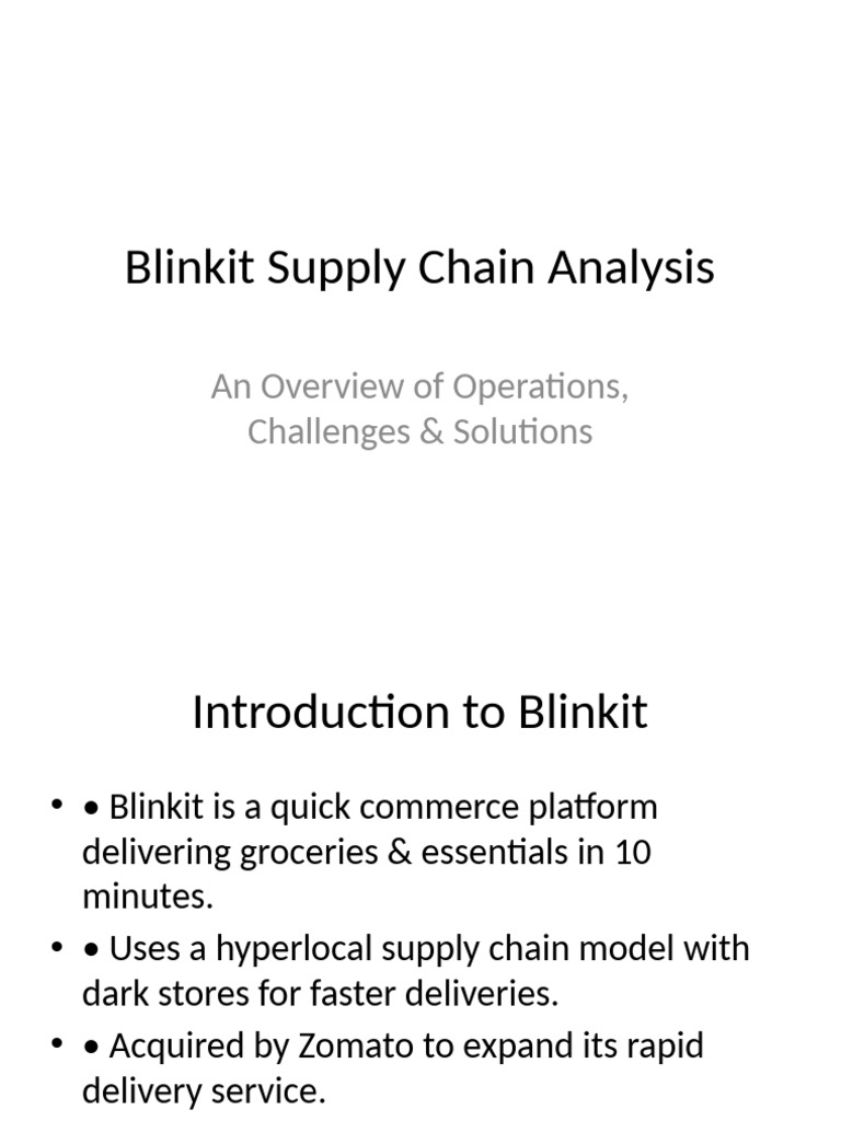 Blinkit Supply Chain Model Analysis | PDF