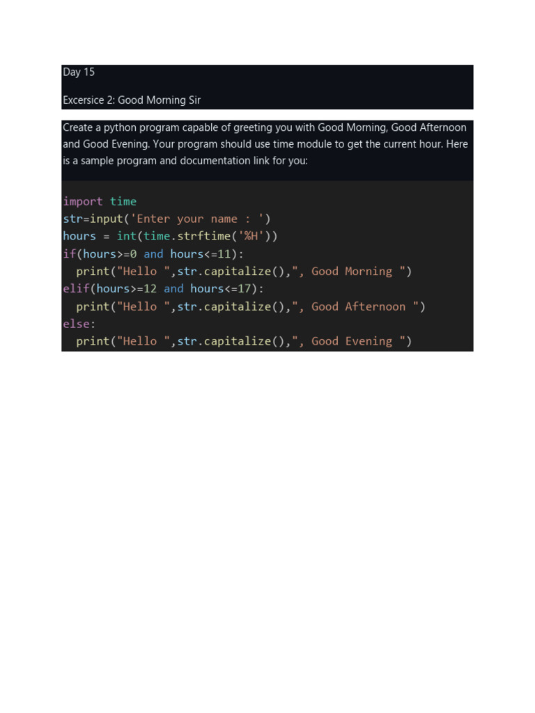 Python Greeting Program by Time | PDF