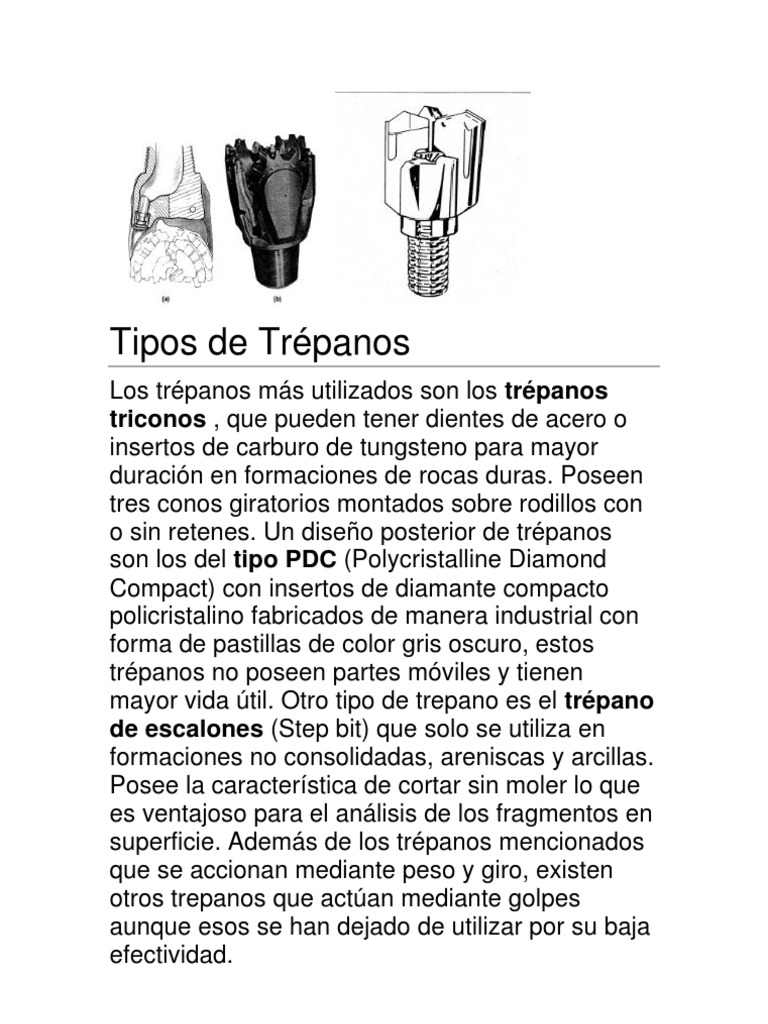 Tipos de Trépanos y su Aplicación | PDF