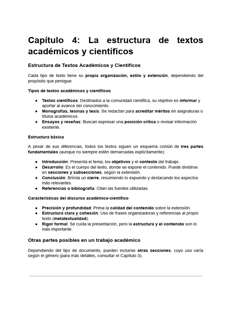 Estructura de Textos Académicos y Científicos | PDF | Teoría | Datos
