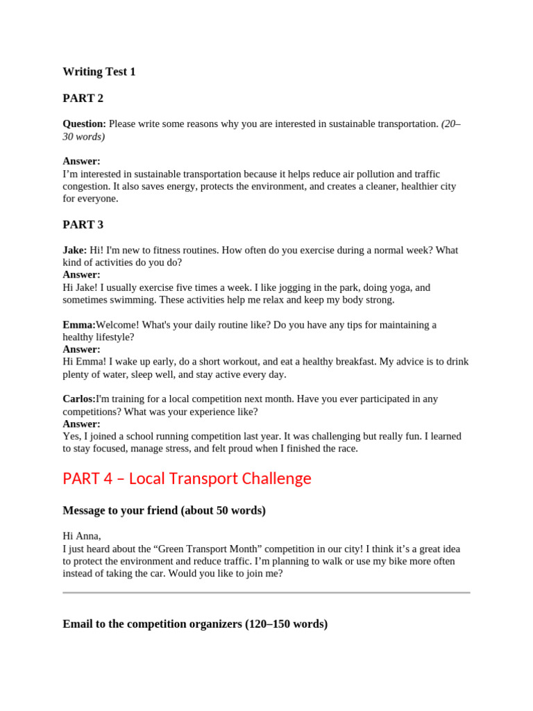 Writing Test 1 | PDF