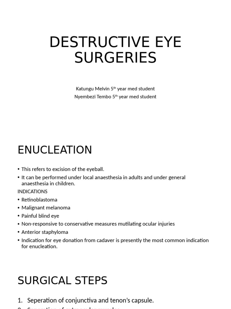 Destructive Eye Surgeries Explained | PDF