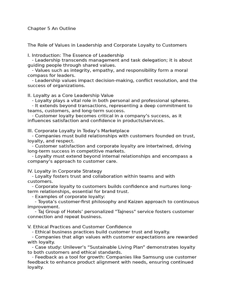 Leadership Values and Corporate Loyalty | PDF | Leadership | Loyalty