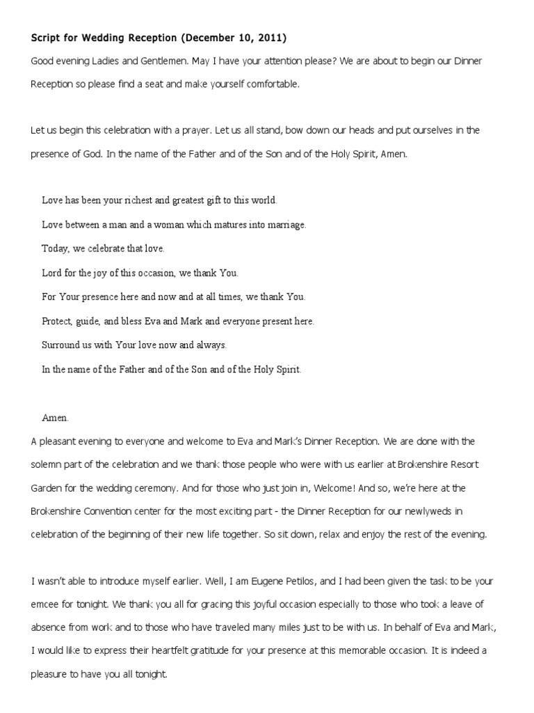 Eugene's Revise Wedding Script | PDF | Wedding | Groomsman