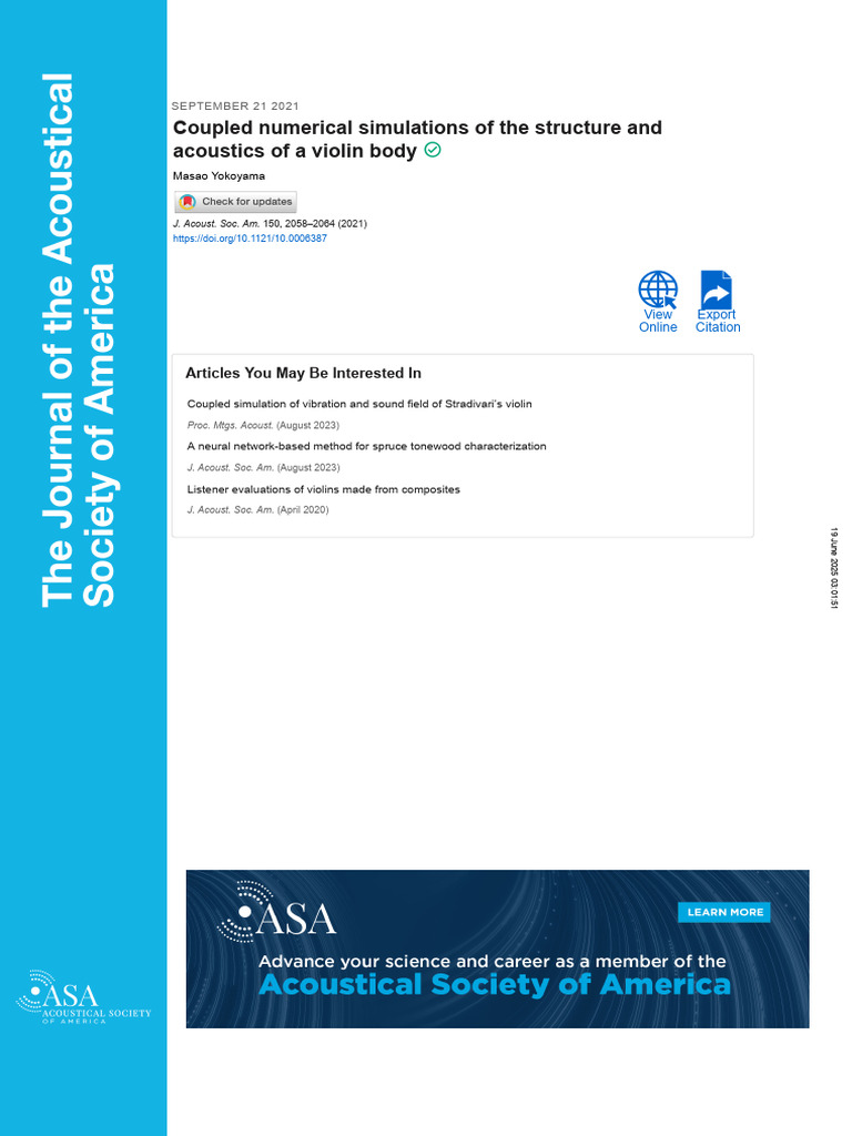 Violin Body Acoustics Simulation Study | PDF | Sound | Violin
