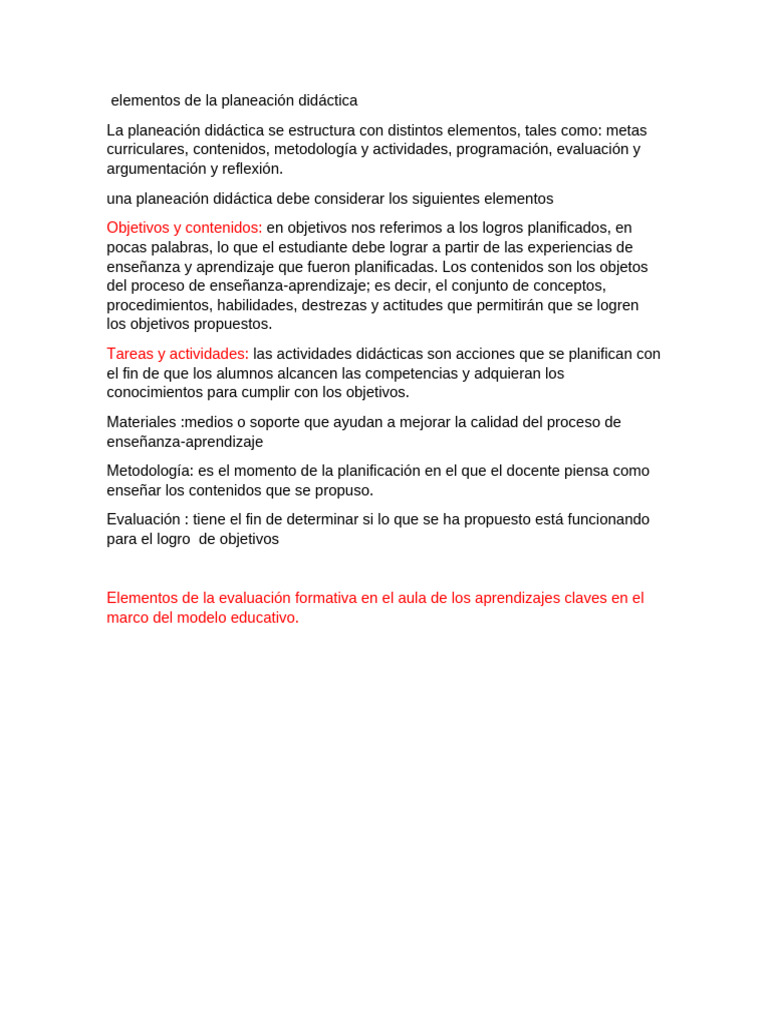 Elementos de la Planeación Didáctica | PDF