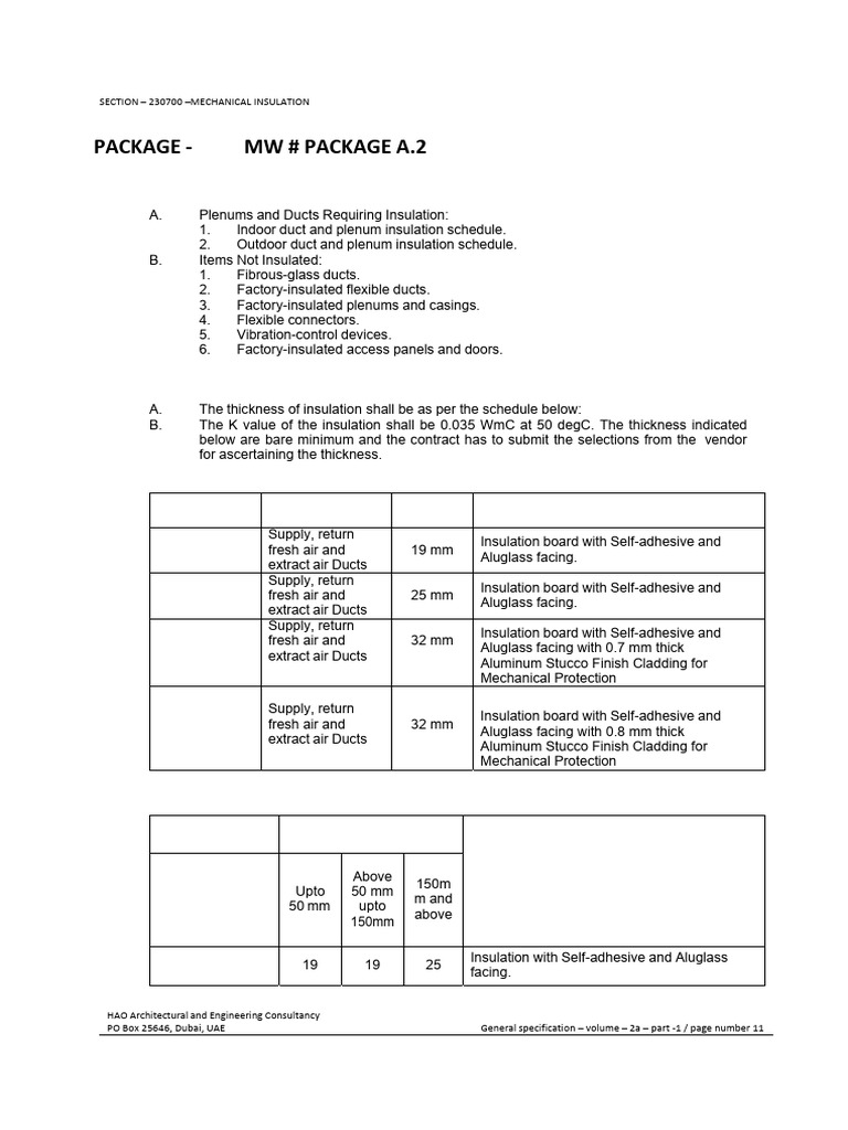 Mechanical Insulation Specifications Guide | PDF | Duct (Flow ...