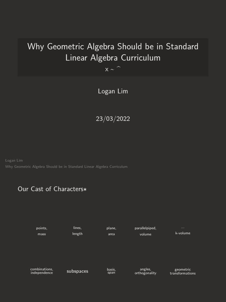 Integrating Geometric Algebra in Linear Algebra | PDF | Linear Subspace ...