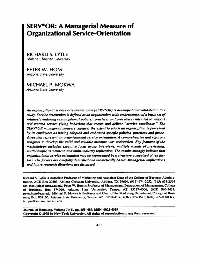 Measuring Organizational Service Orientation | PDF | Factor Analysis ...