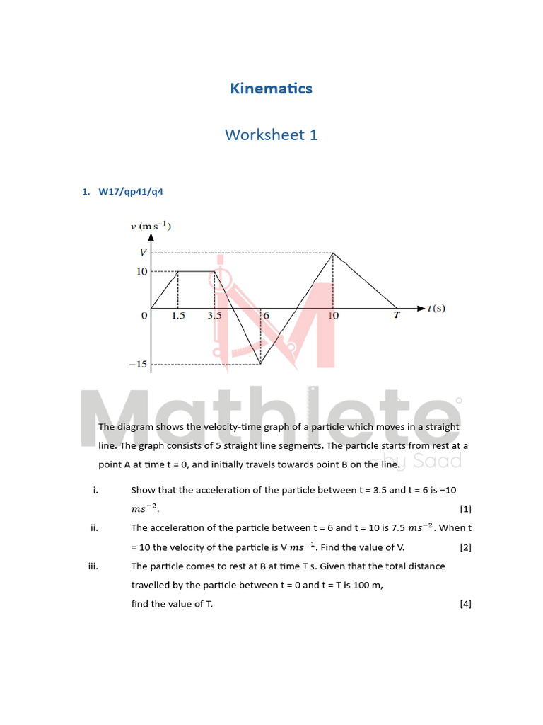 Kinematics Worksheet: Velocity-Time Problems | PDF | Acceleration ...